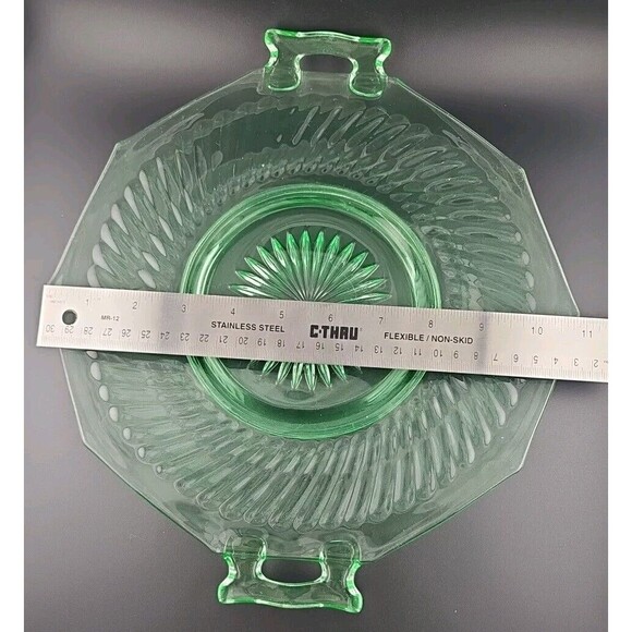 Uranium Glass - Imperial Twisted Optic Cake Plate 11in diameter - Picture 6 of 14